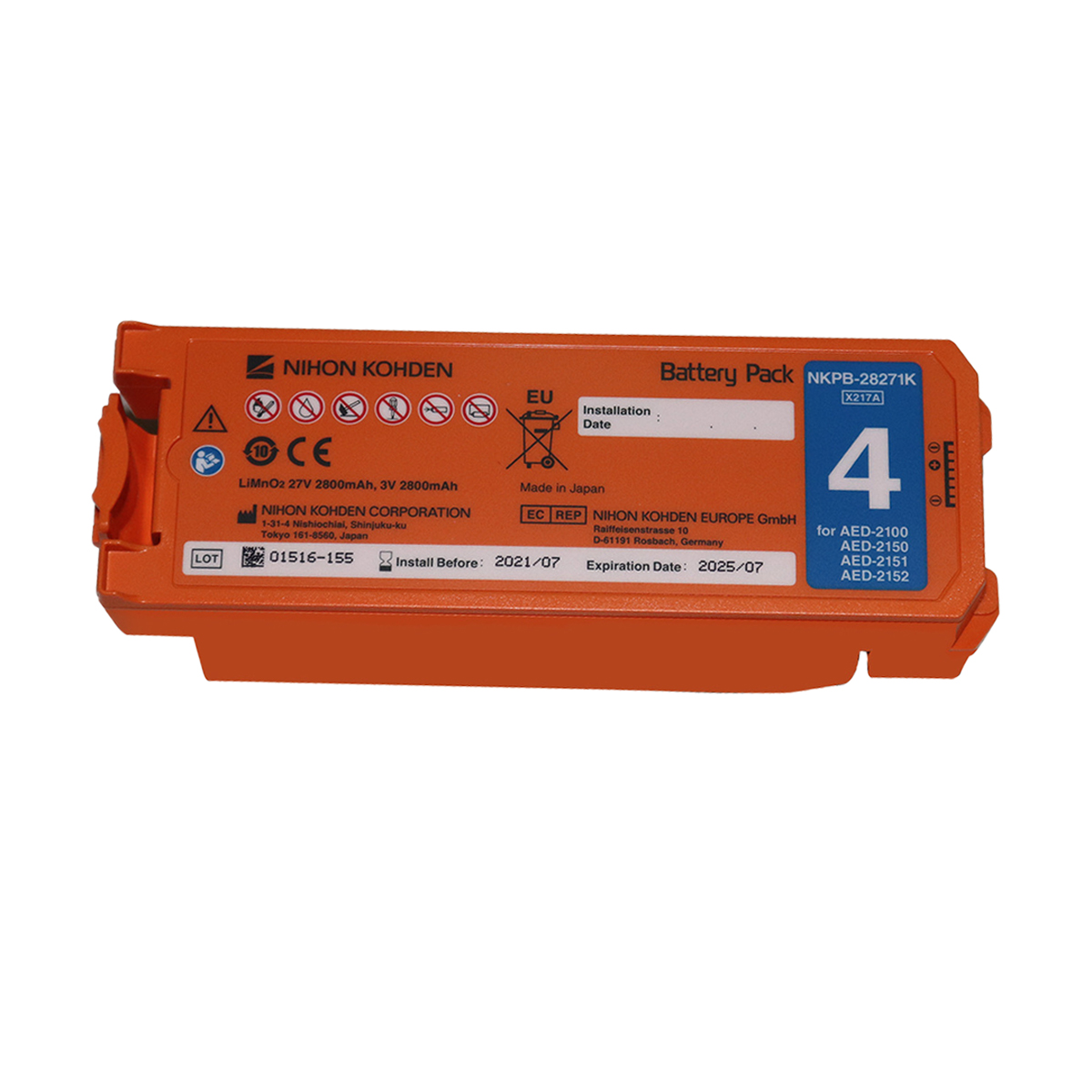 Original Nihon Kohden AED 2100 2150 2151 2152 Defibrillation Battery